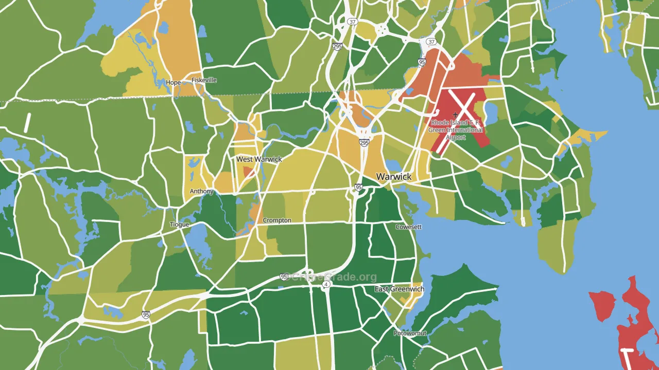 Kent County, RI Map of Murder Rates