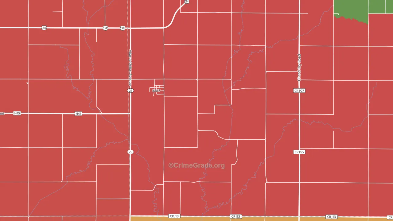 Kent, IA Map of Murder Rates