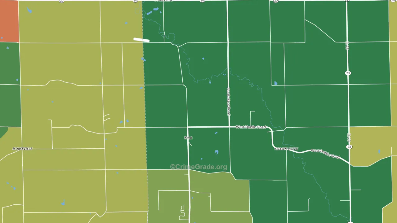 Kent, IL Map of Murder Rates
