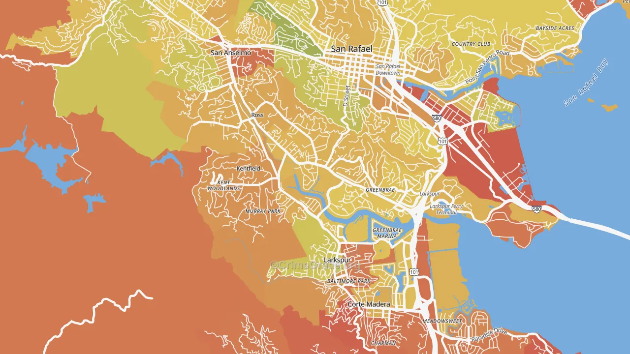 Kentfield, CA Map of Murder Rates