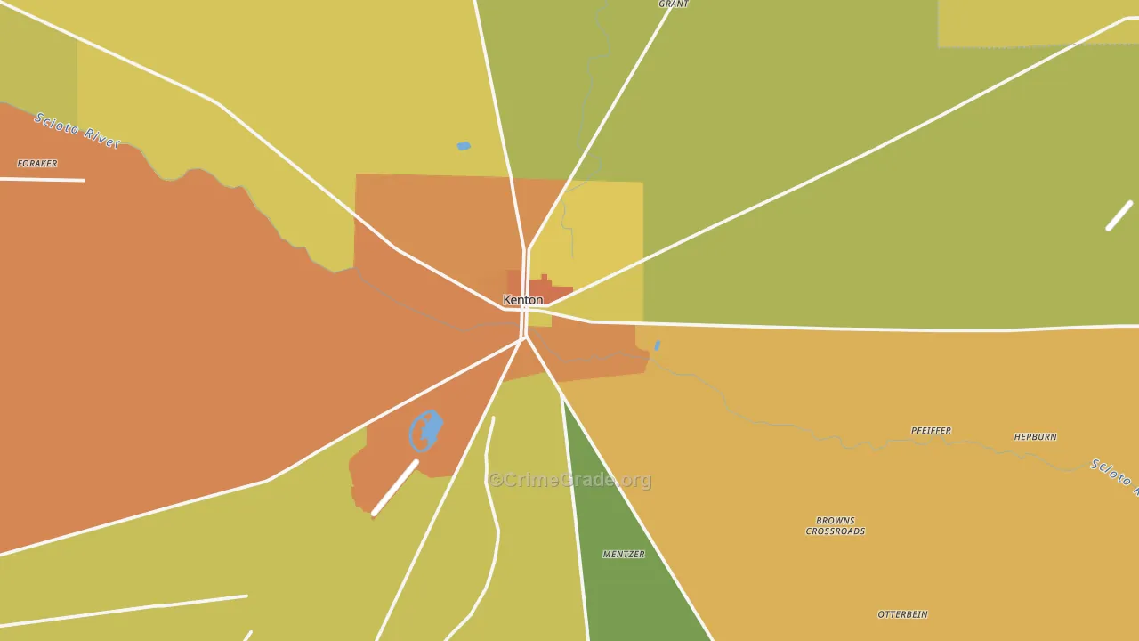 Kenton, OH Map of Murder Rates