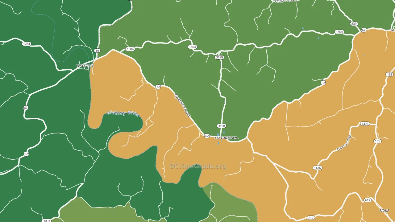 Kentontown, KY Map of Murder Rates