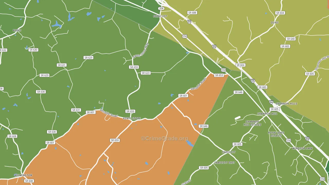 Kents Store, VA Map of Murder Rates