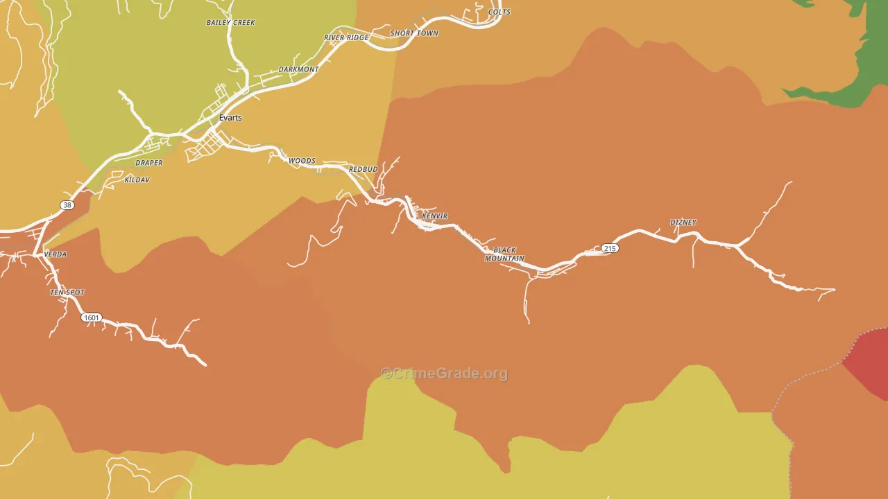 Kenvir, KY Map of Murder Rates