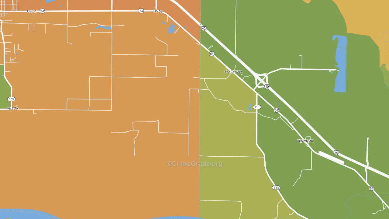 Kenwood, AR Map of Murder Rates