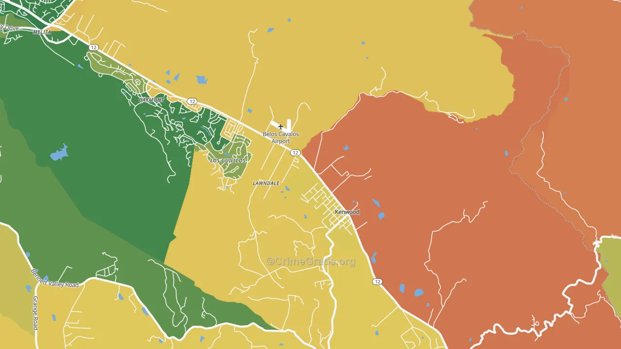 Kenwood, CA Map of Murder Rates