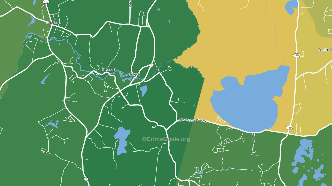 Kenyon, RI Map of Murder Rates