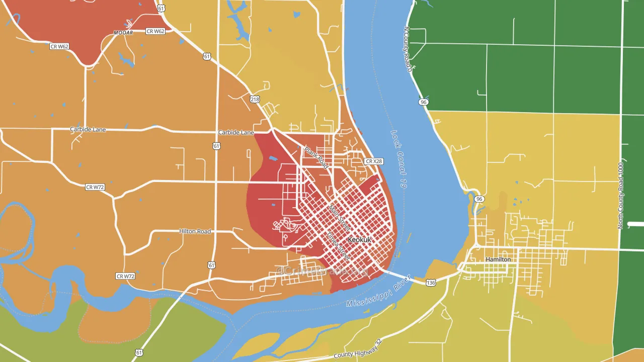 Keokuk, IA Map of Murder Rates