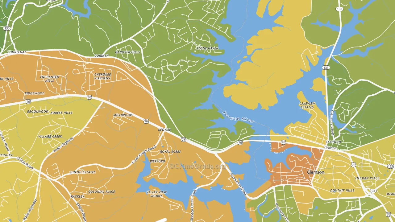 Keowee, SC Map of Murder Rates