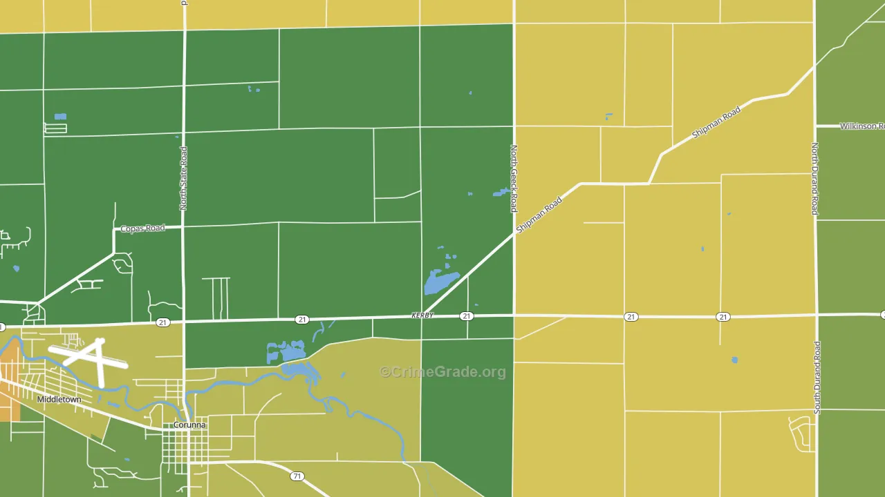 Kerby, MI Map of Murder Rates