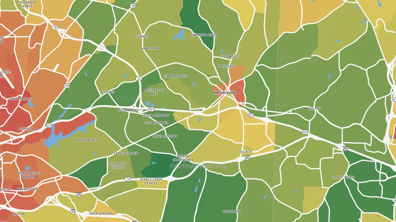 Kernersville, NC Map of Murder Rates