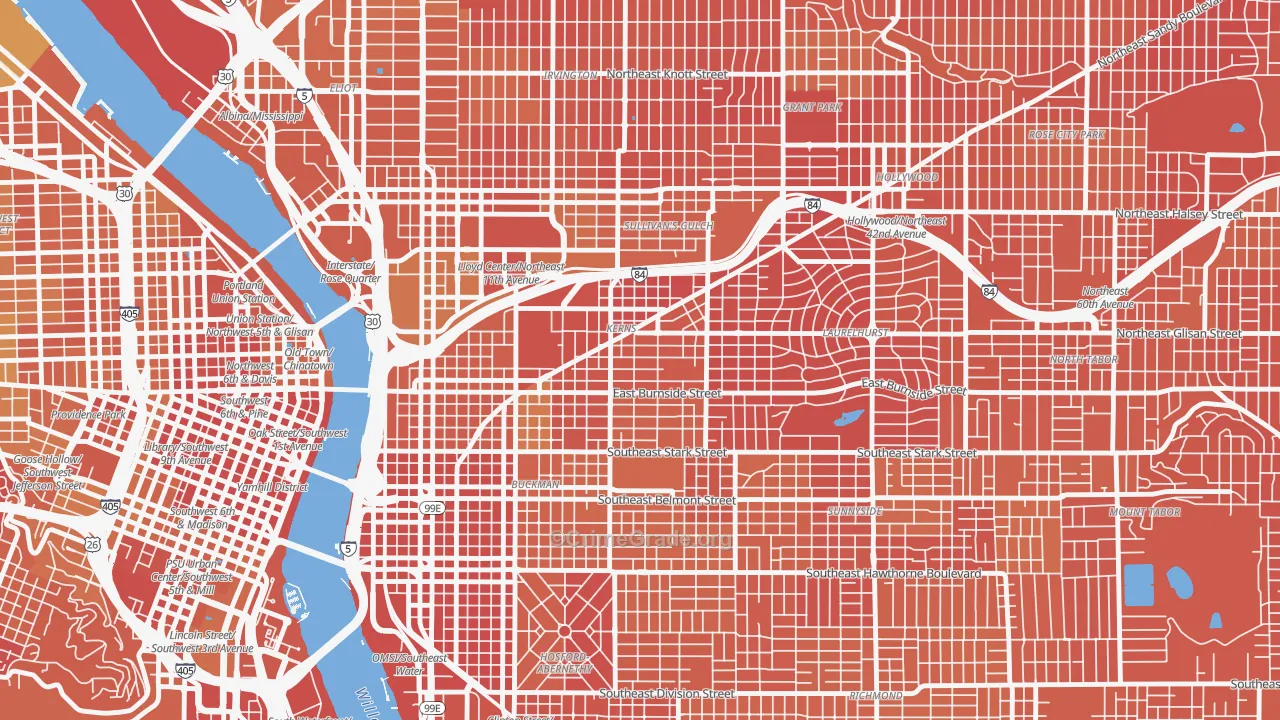 Kerns, Portland, OR Map of Murder Rates