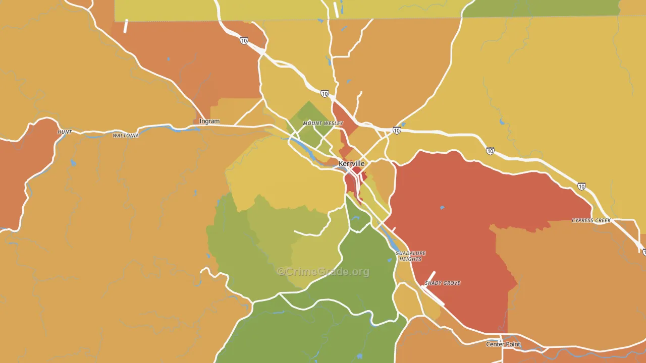 Kerr County, TX Map of Murder Rates