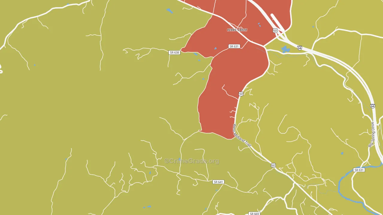 Kerrs Creek, VA Map of Murder Rates