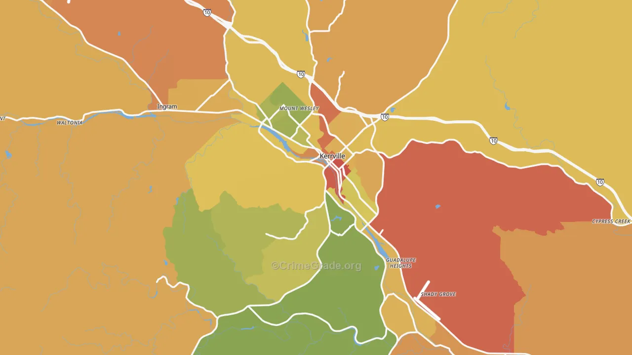 Kerrville, TX Map of Murder Rates