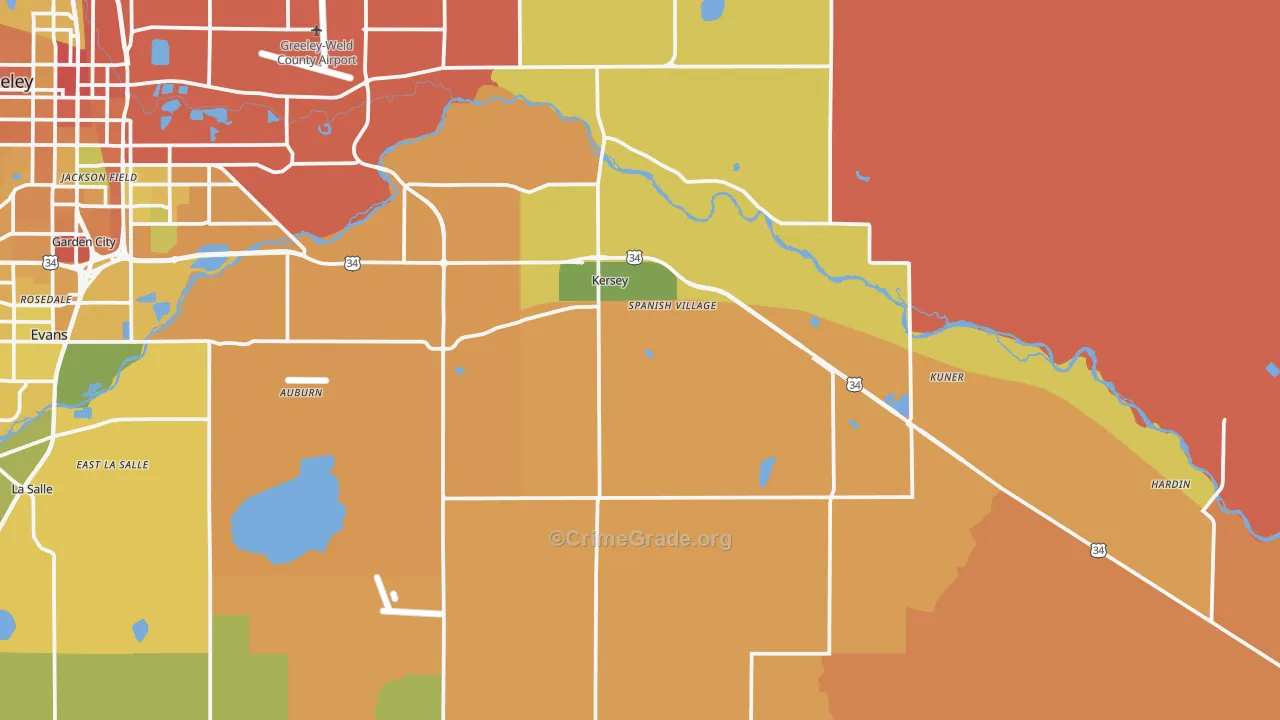 Kersey, CO Map of Murder Rates