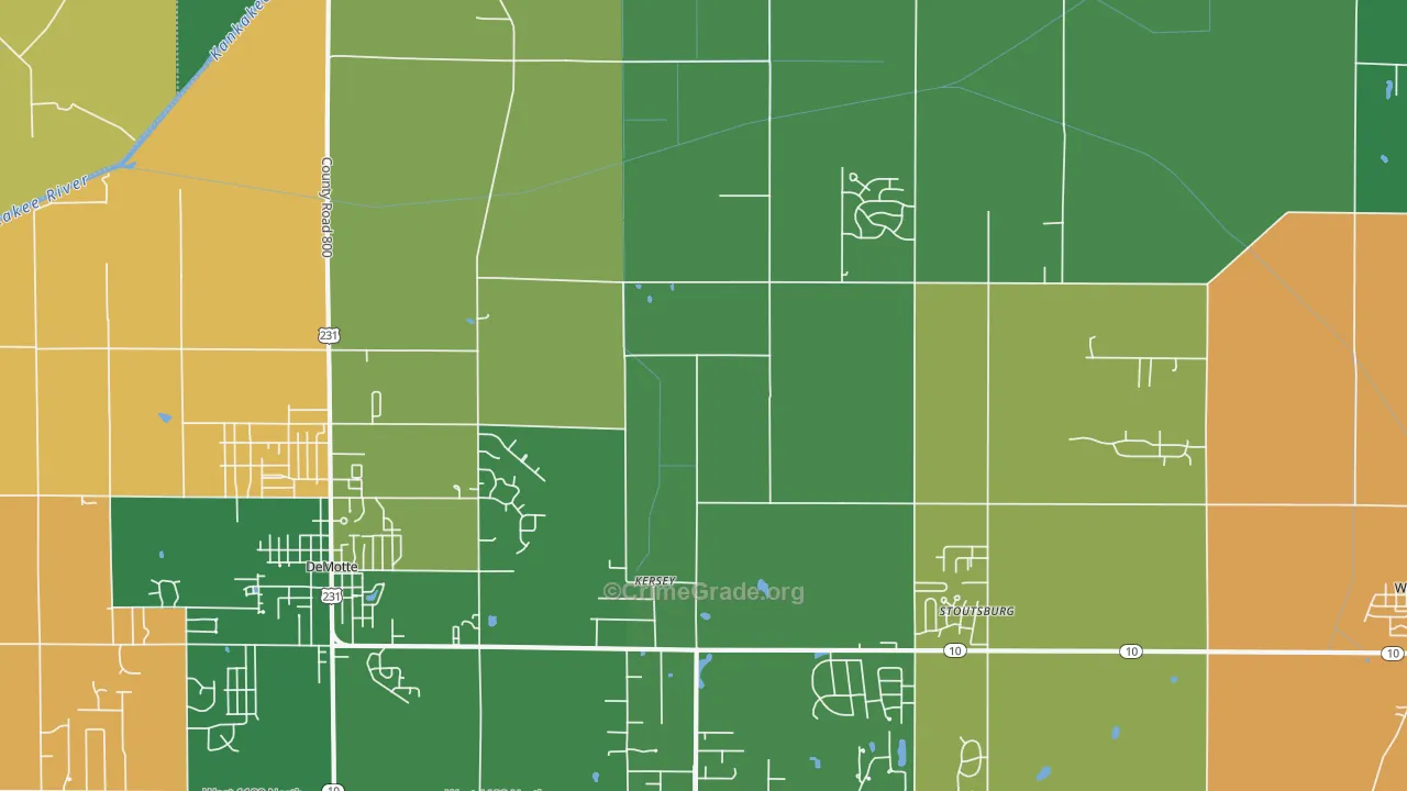 Kersey, IN Map of Murder Rates