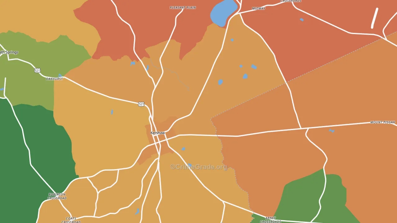 Kershaw, SC Map of Murder Rates