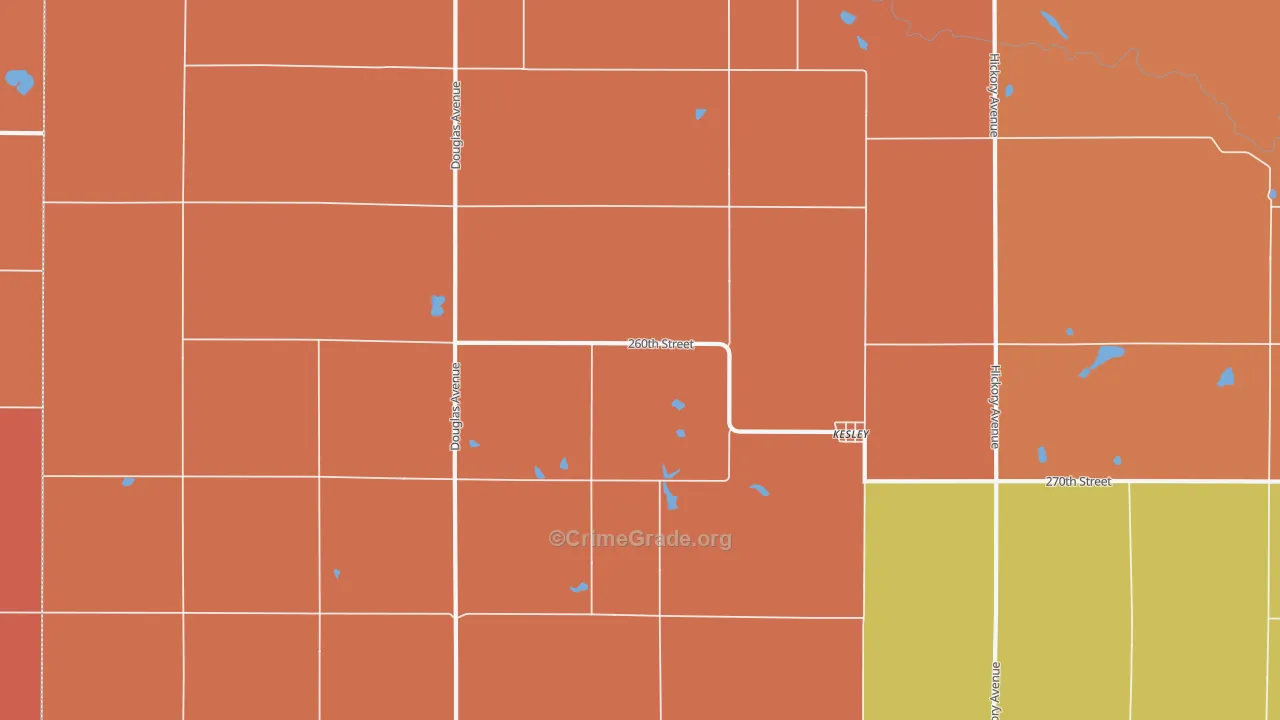 Kesley, IA Map of Murder Rates