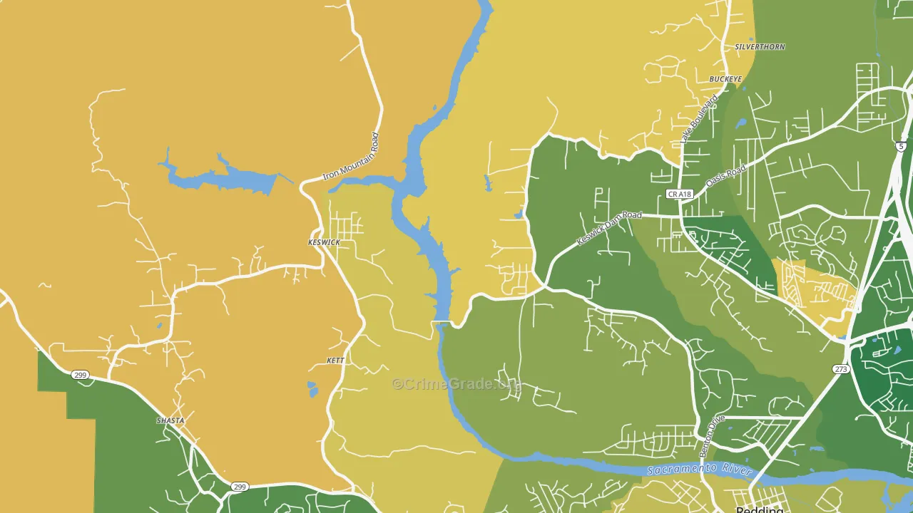 Keswick, CA Map of Murder Rates
