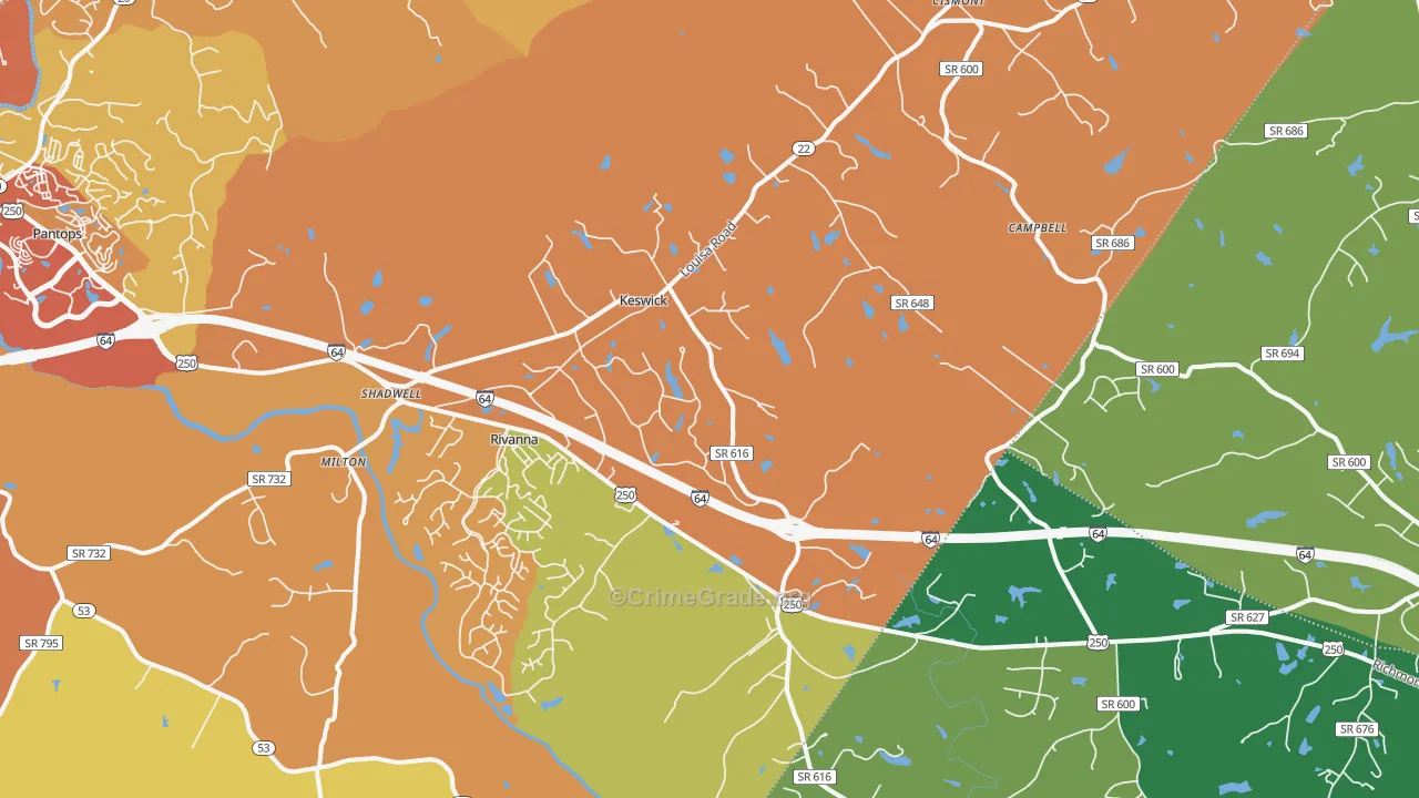 Keswick, VA Map of Murder Rates