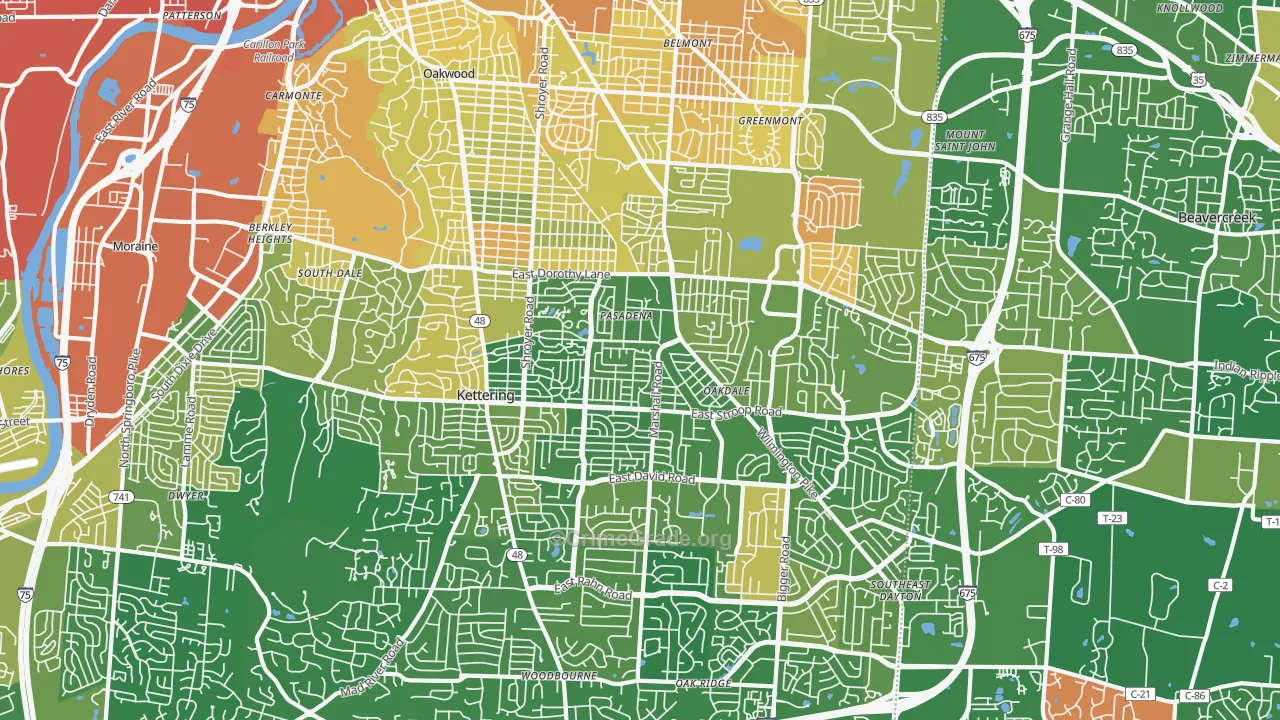 Kettering, OH Map of Murder Rates