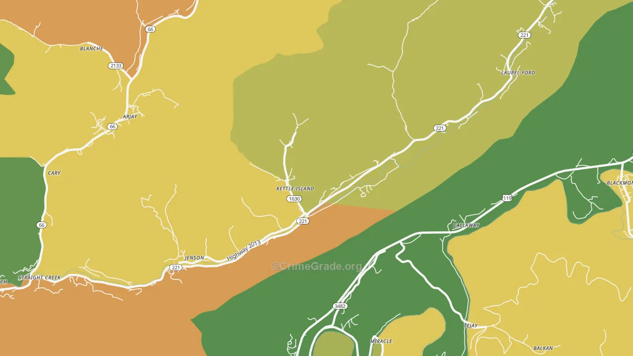 Kettle Island, KY Map of Murder Rates