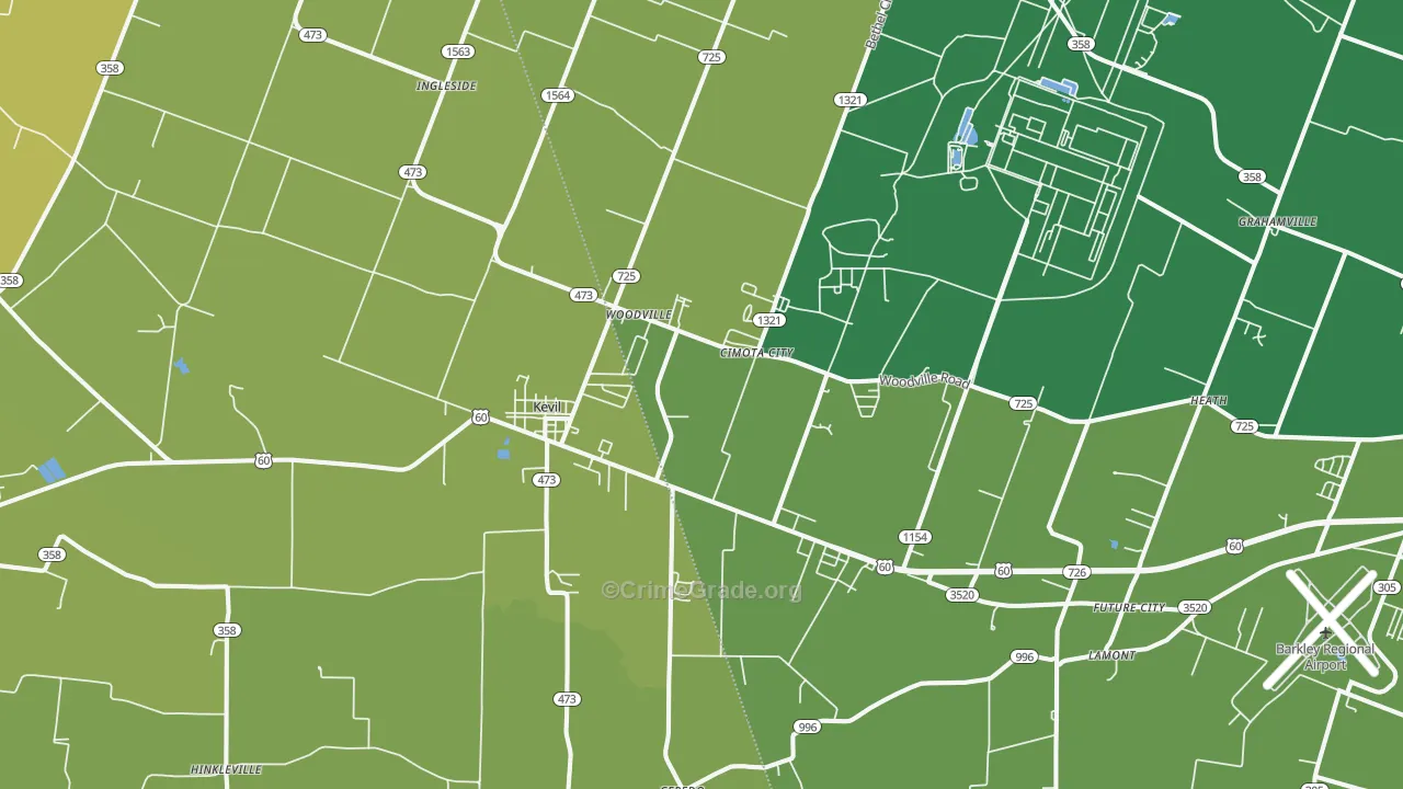 Kevil, KY Map of Murder Rates