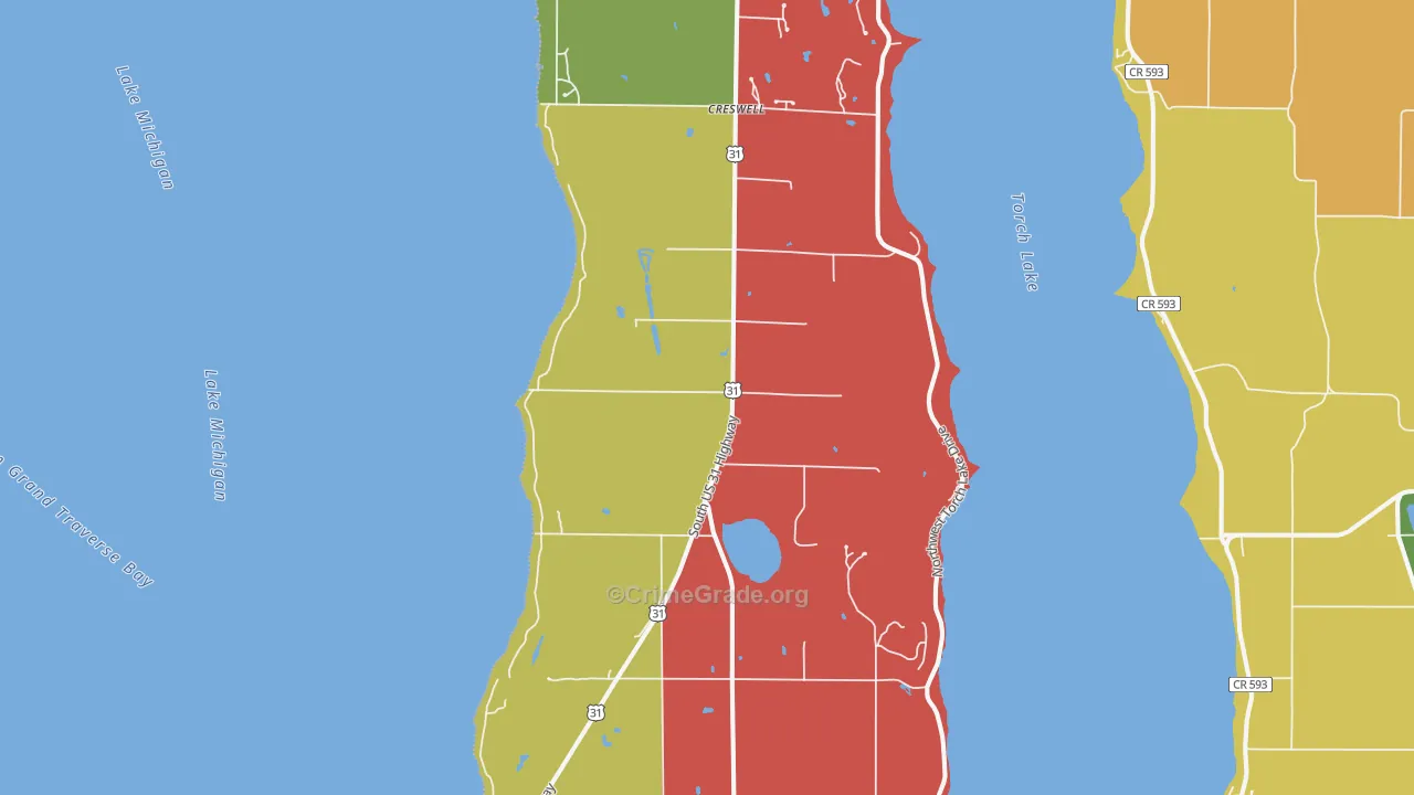 Kewadin, MI Map of Murder Rates