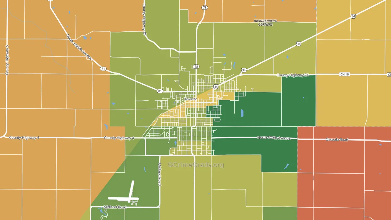 Kewanee, IL Map of Murder Rates
