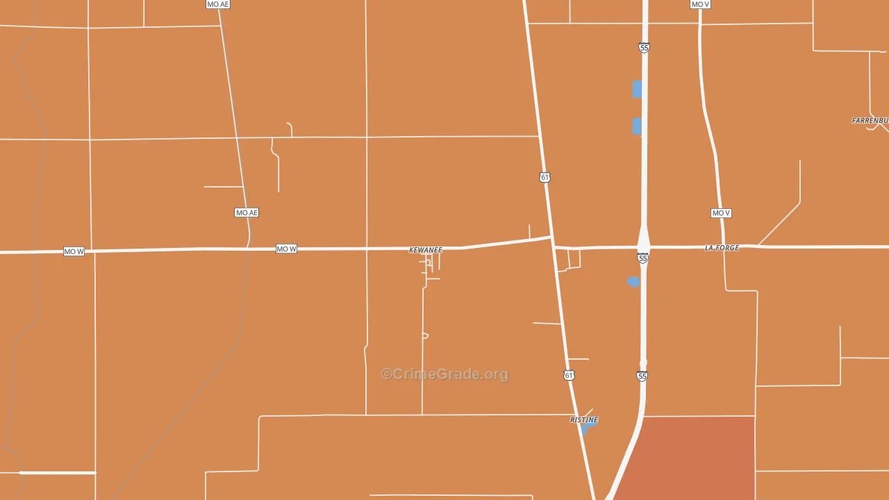 Kewanee, MO Map of Murder Rates