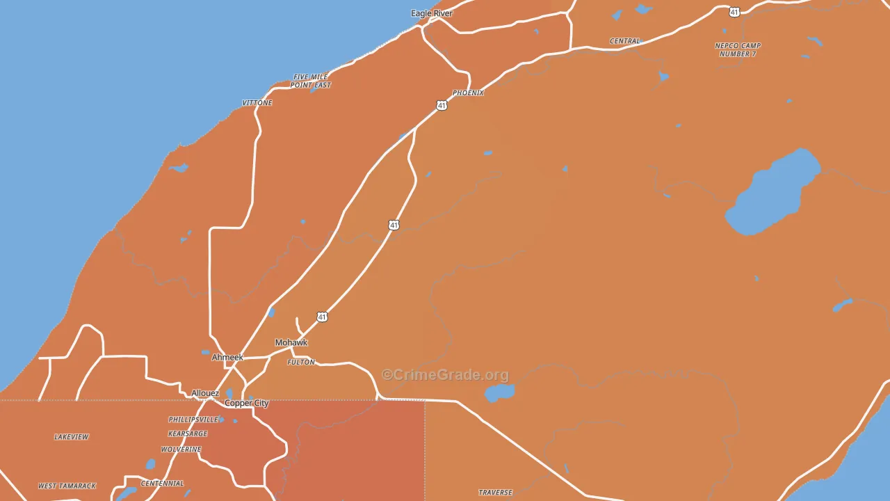 Keweenaw County, MI Map of Murder Rates