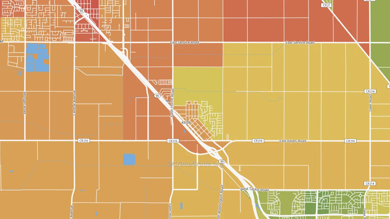 Keyes, CA Map of Murder Rates
