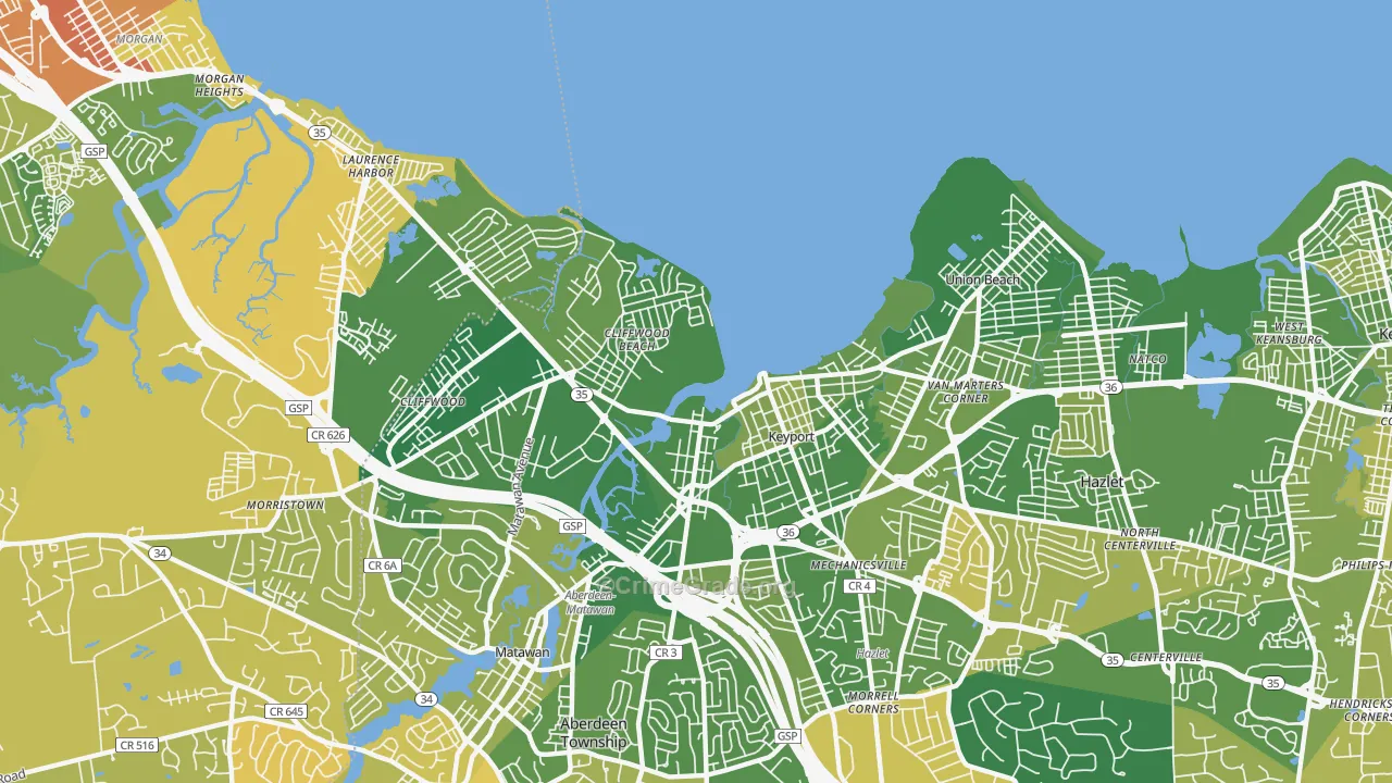 Keyport, NJ Map of Murder Rates