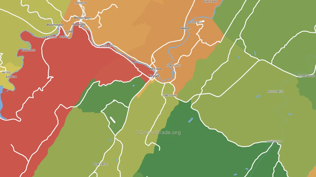 Keyser, WV Map of Murder Rates