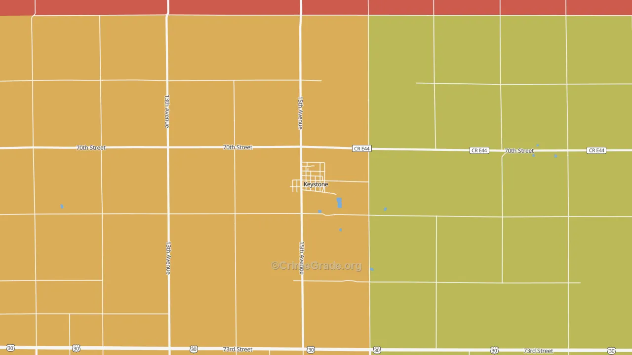 Keystone, IA Map of Murder Rates