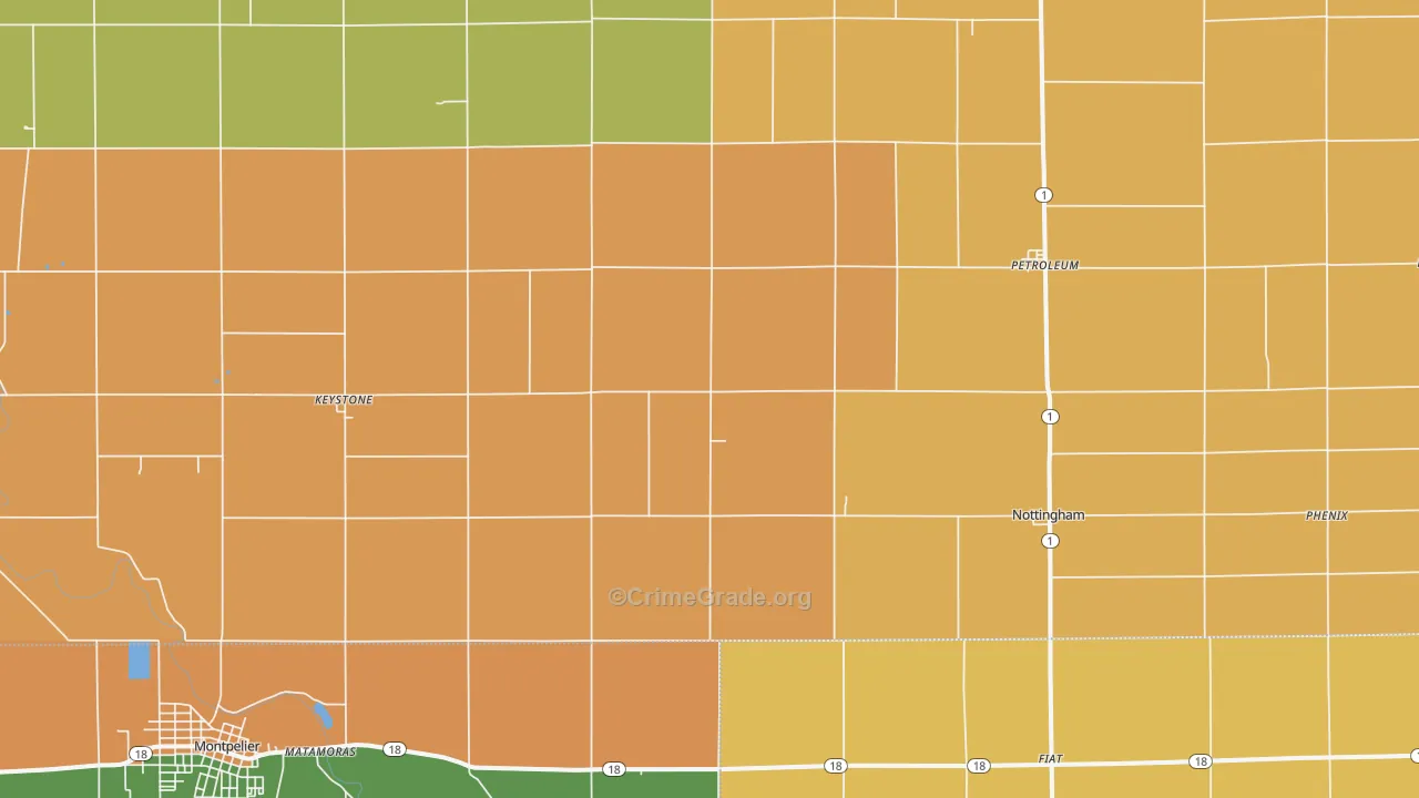 Keystone, IN Map of Murder Rates