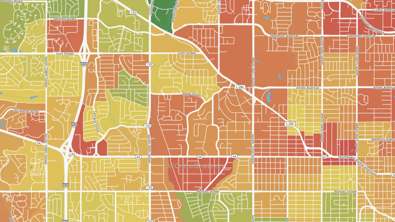 Keystone, Omaha, NE Map of Murder Rates