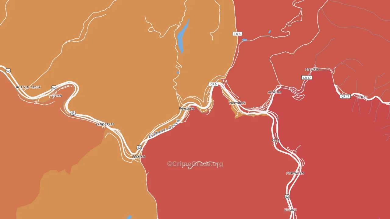 Keystone, WV Map of Murder Rates