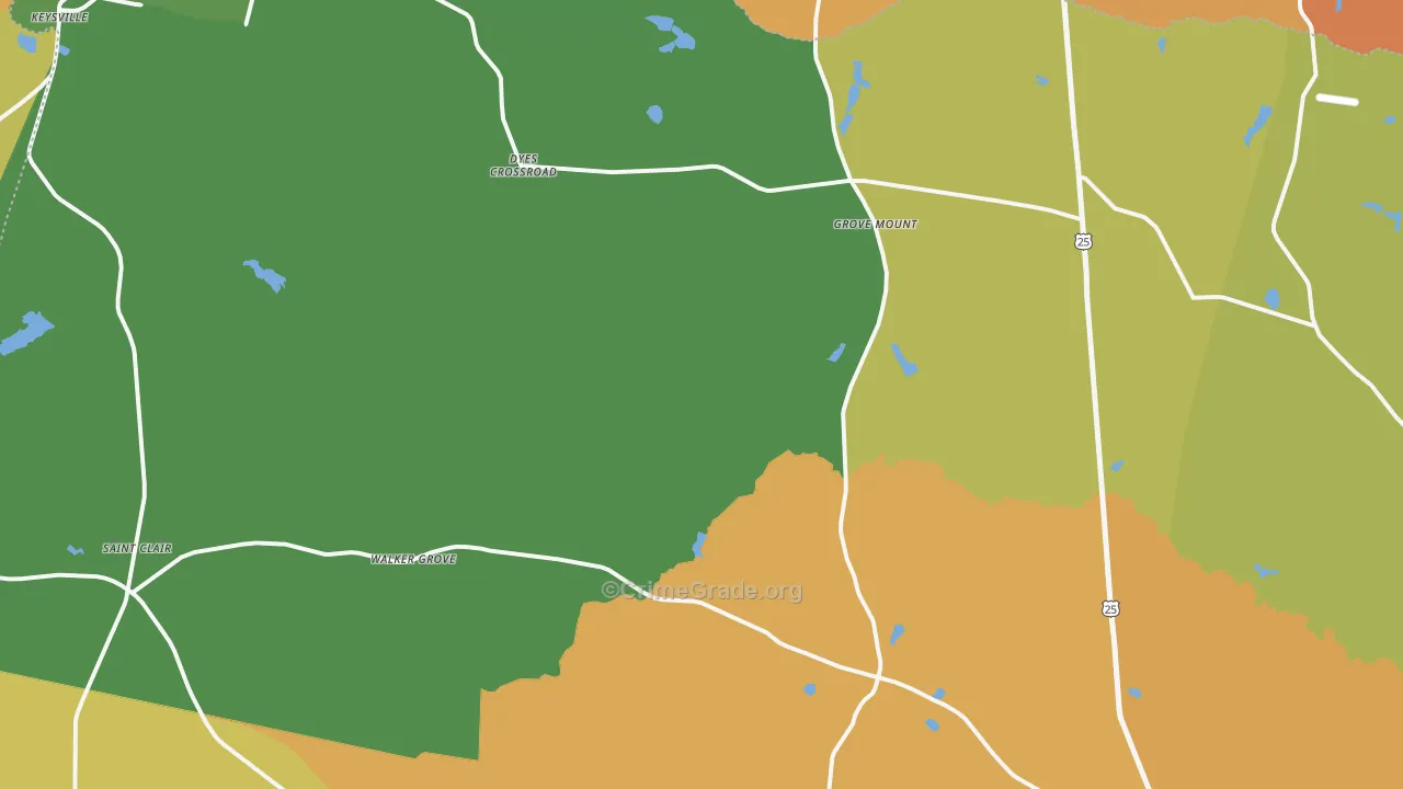 Keysville, GA Map of Murder Rates