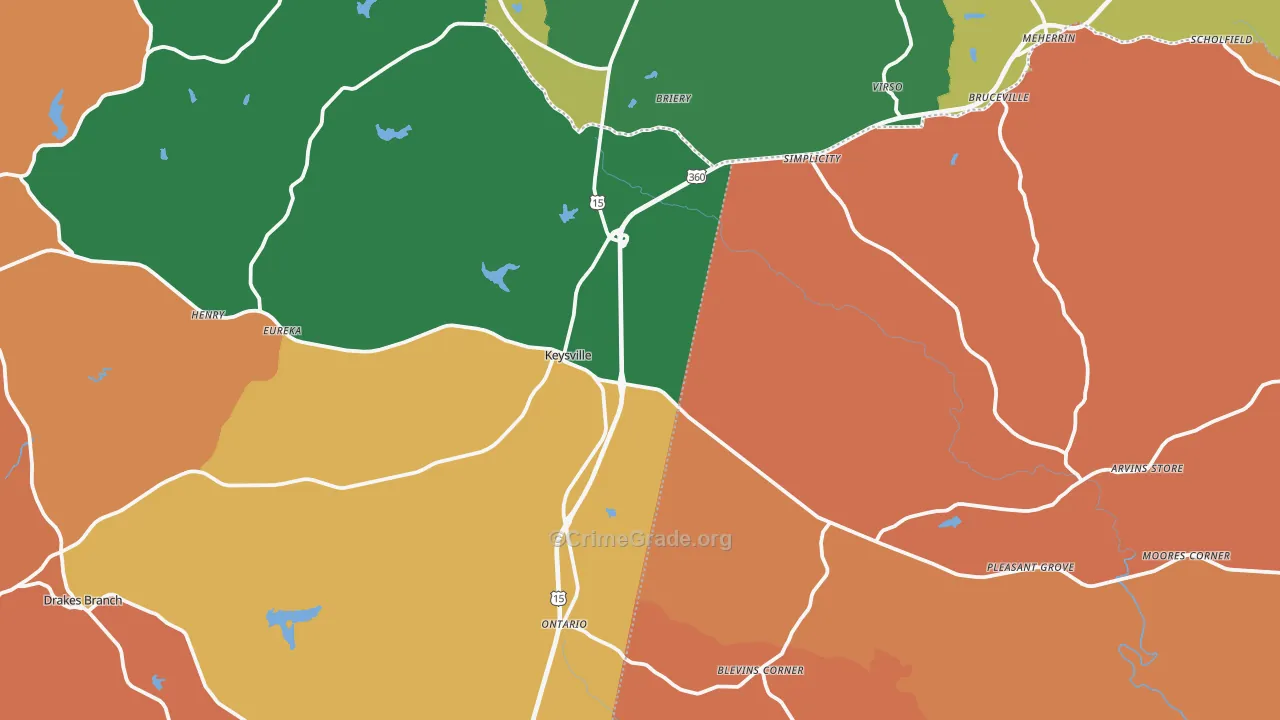 Keysville, VA Map of Murder Rates