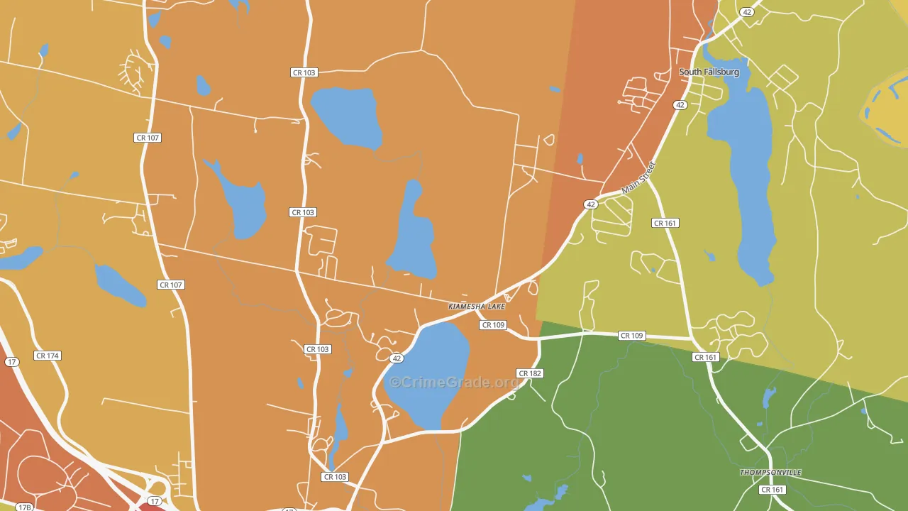 Kiamesha Lake, NY Map of Murder Rates