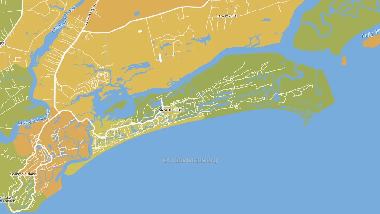 Kiawah Island, SC Map of Murder Rates