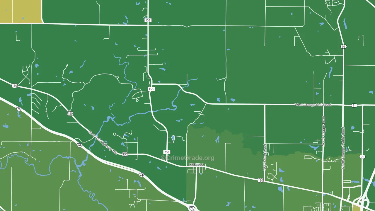 Kickapoo, IL Map of Murder Rates