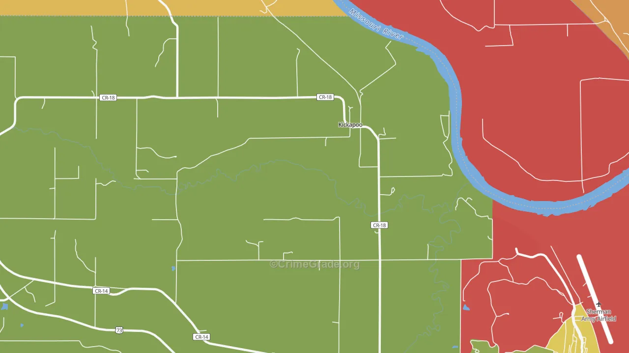 Kickapoo, KS Map of Murder Rates