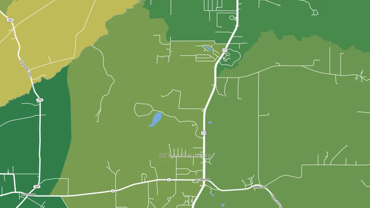 Kickapoo, LA Map of Murder Rates