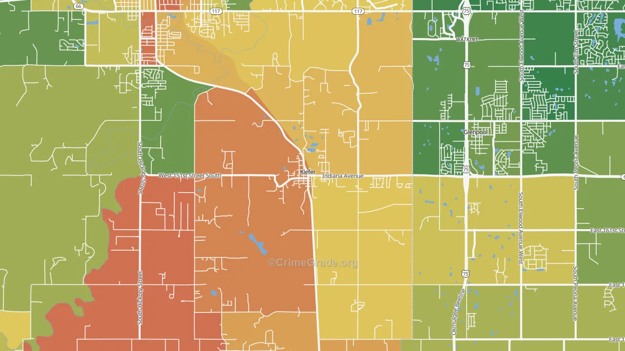 Kiefer, OK Map of Murder Rates