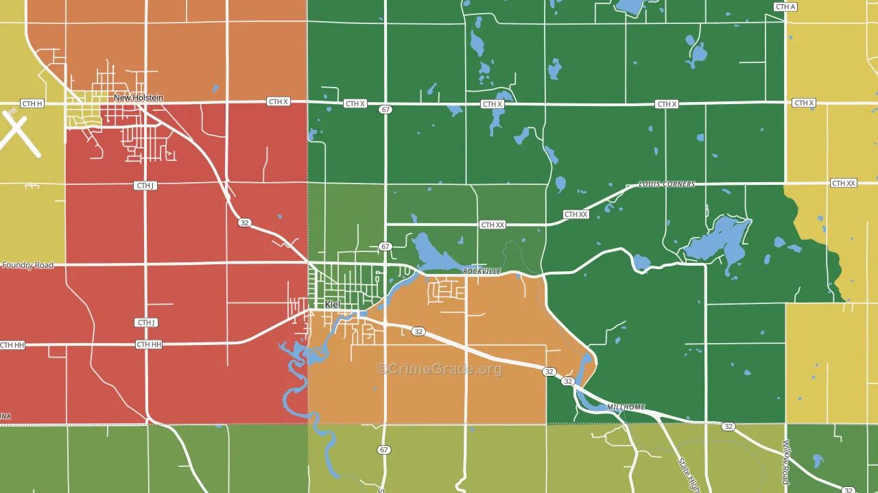 Kiel, WI Map of Murder Rates