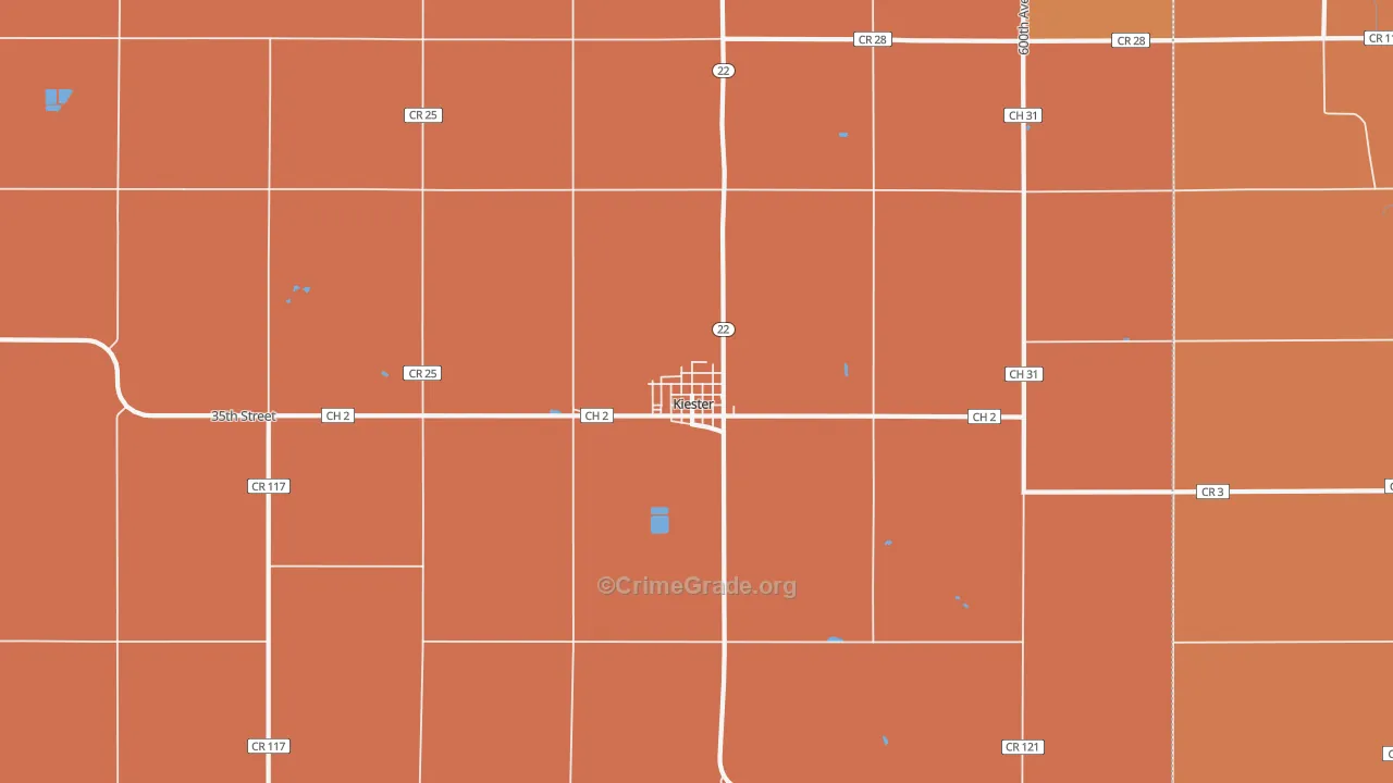 Kiester, MN Map of Murder Rates