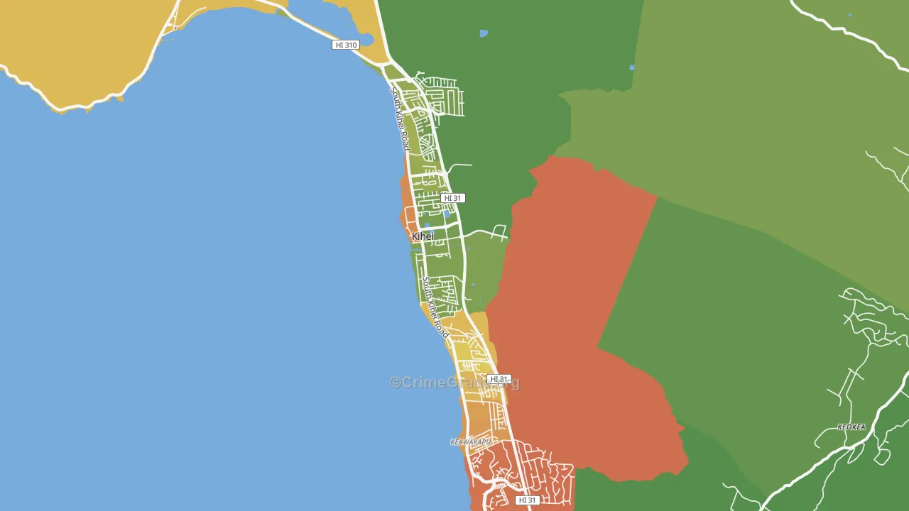 Kihei, HI Map of Murder Rates